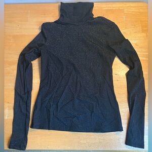 H&M black shimmer turtleneck top women’s size small